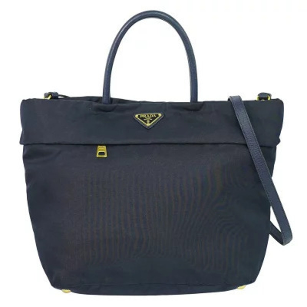 Prada Tessuto Tote 2Way Shoulder Bag Navy Blue